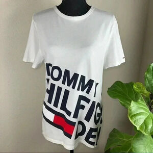 Tommy Hilfiger White Signature T-shirt Red White Blue Size Small
